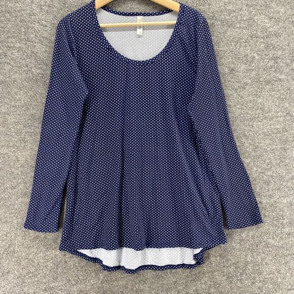 LulaRoe Top Women M Medium Blue Polka Dot Long Sleeve Round Neck Pullover Casual - Picture 4 of 9